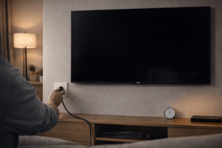 restart smart tv by unplugging power cable from wall socket