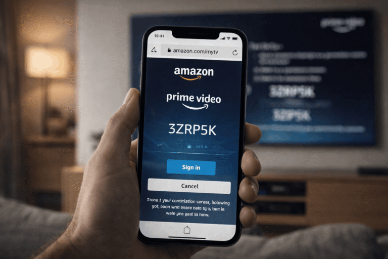 Enter Amazon Prime Video activation code on mobile browser at amazon.com/mytv