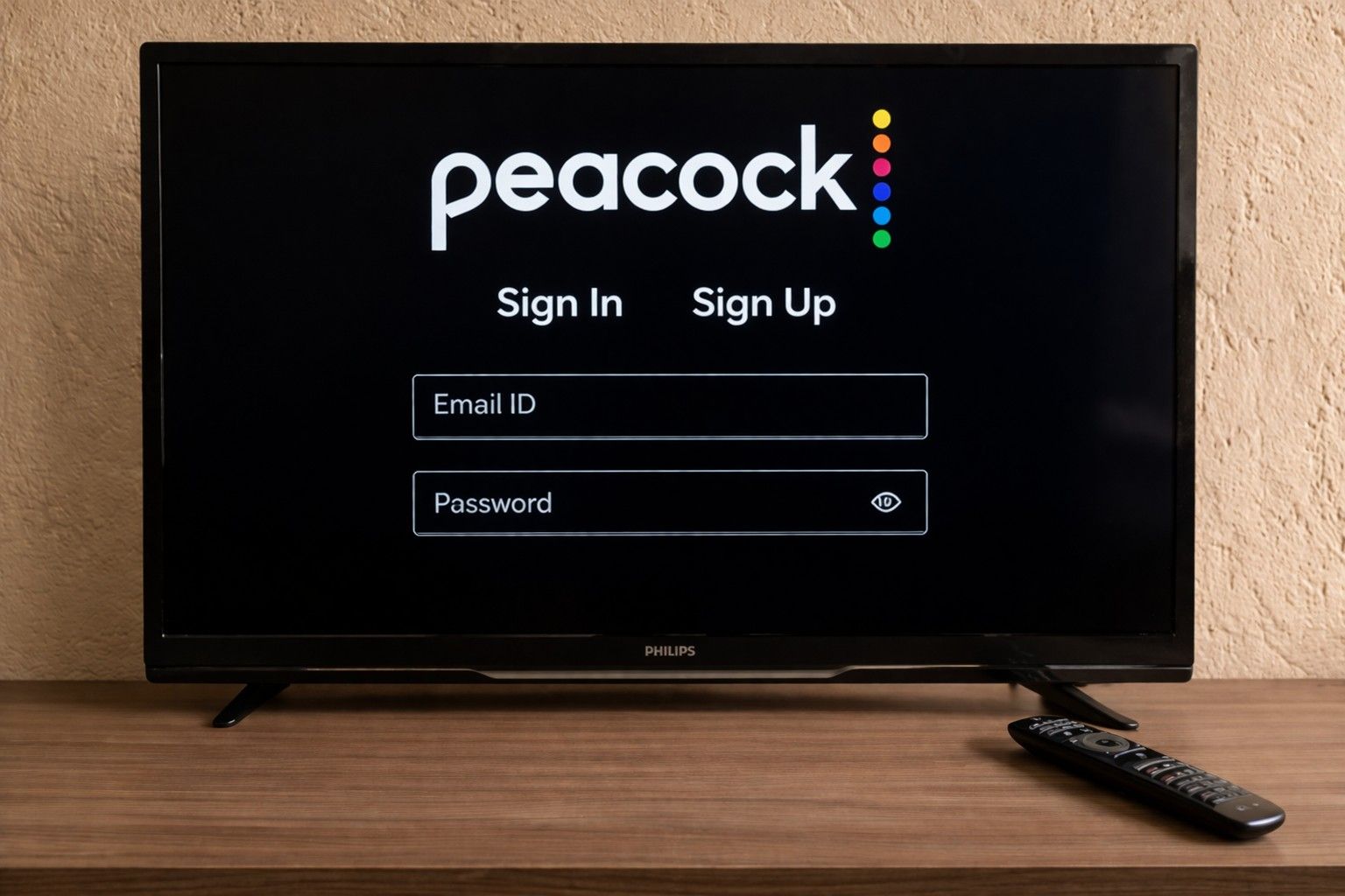 Peacock TV sign in screen